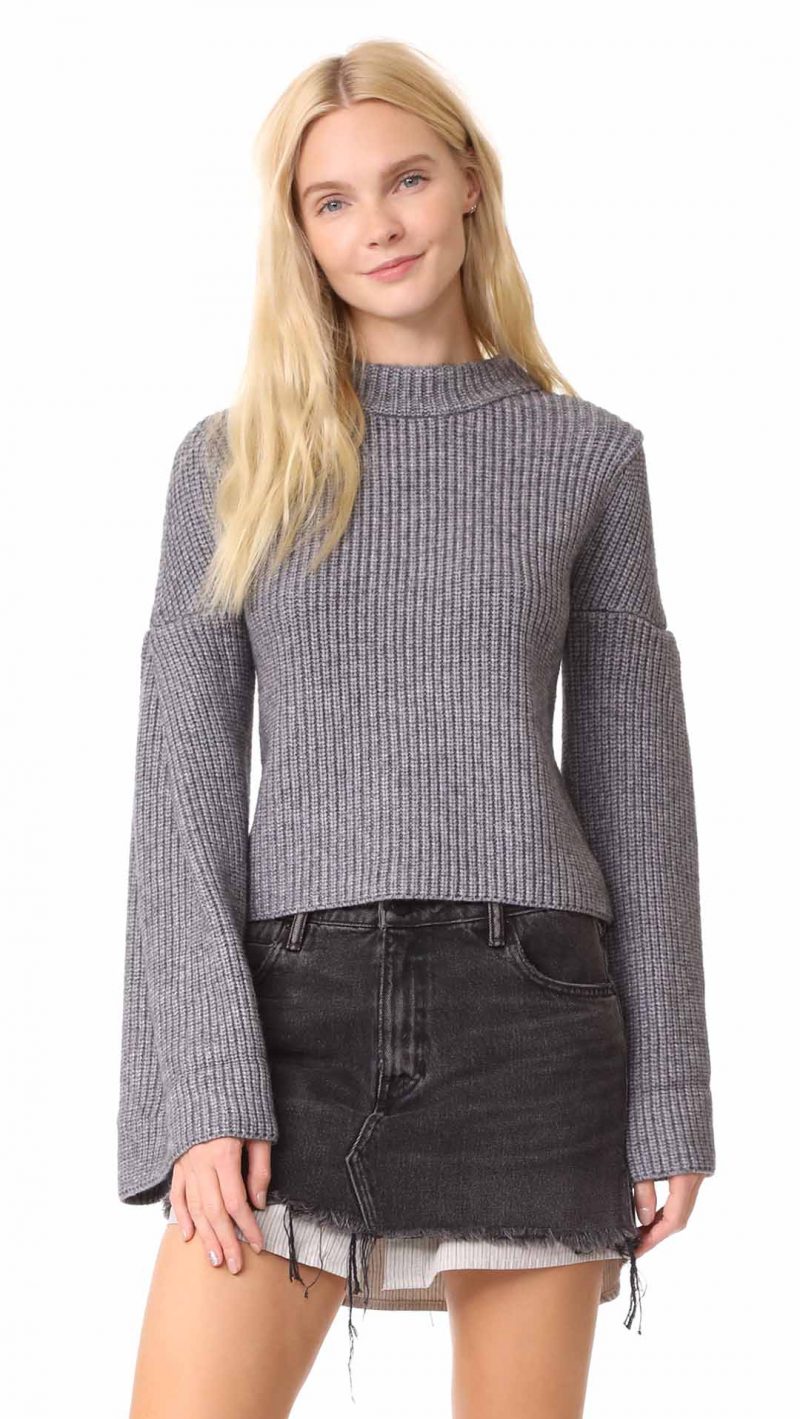 endless rose Bell Sleeve Sweater Charcoal Grey bell sleeve sweaters fall 2017