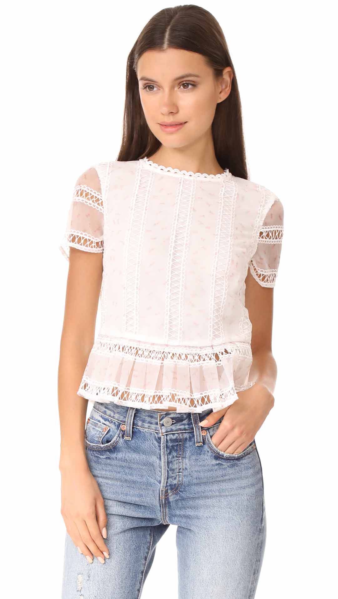 endless rose Organza Pleated Peplum Top Off White shopbop labor day sale