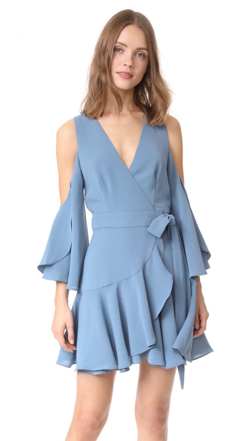 findersKEEPERS Patience Cold Shoulder Wrap Dress Washed Blue 