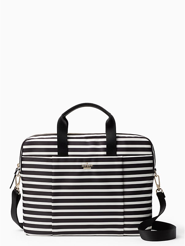 kate spade 15" stripe nylon laptop black cream laptop cases