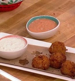 Watch "The Chew" co-hosts Clinton Kelly, chef Carla Hall, Mario Batali, Michael Symon make delicious and super trendy cheeseburger stuffed onion rings on The Chew season 7 season premiere on Monday, September 5, 2017!