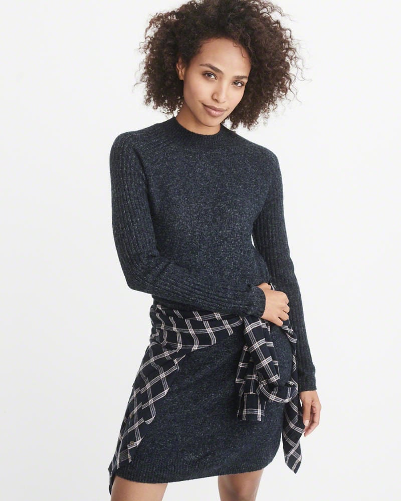 Abercrombie BUTTON-BACK SWEATER DRESS Navy Blue sweater dresses fall winter