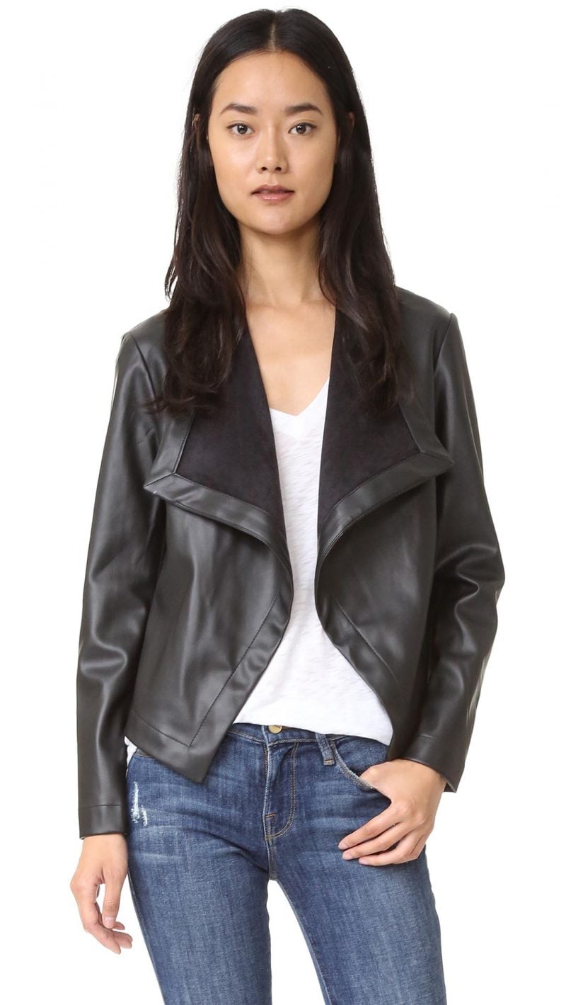 BB Dakota Peppin Vegan Leather Drapey Jacket Black shopbop fall sale