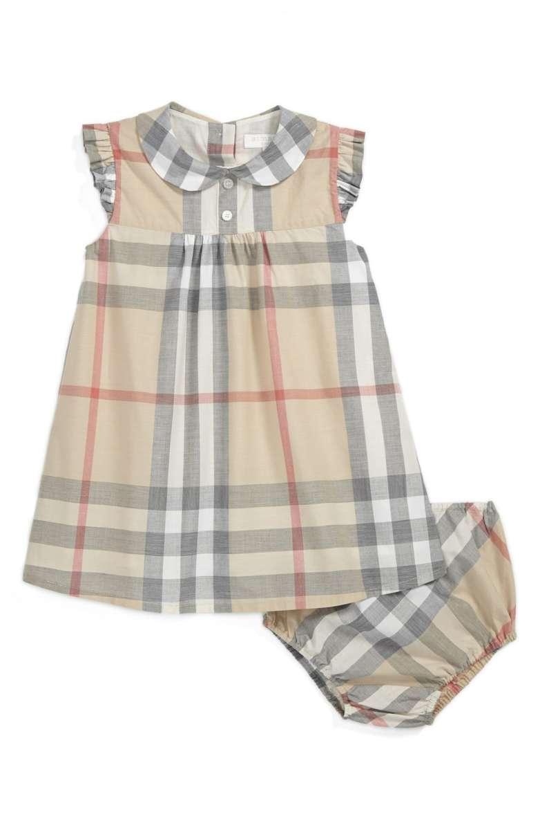 BURBERRY 'Davina' Dress Pale Classic Check thanksgiving dresses baby girls