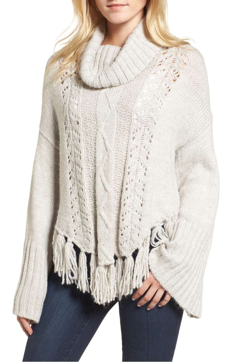 CUPCAKES AND CASHMERE Prilla Fringe Cowl Neck Sweater Latte cowl neck sweaters fall 2017