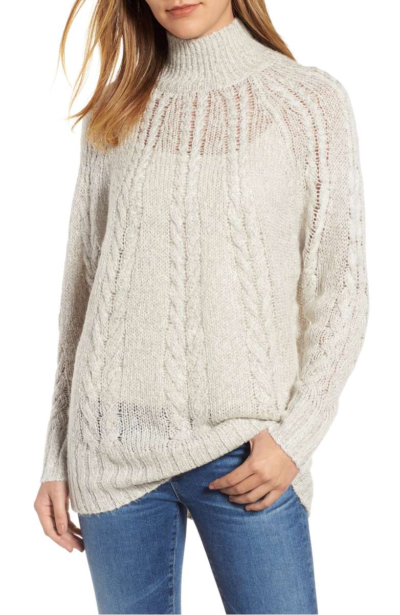 Caslon Dolman Sleeve Cable Knit Tunic Oatmeal cable knit sweaters under 100 dollars 