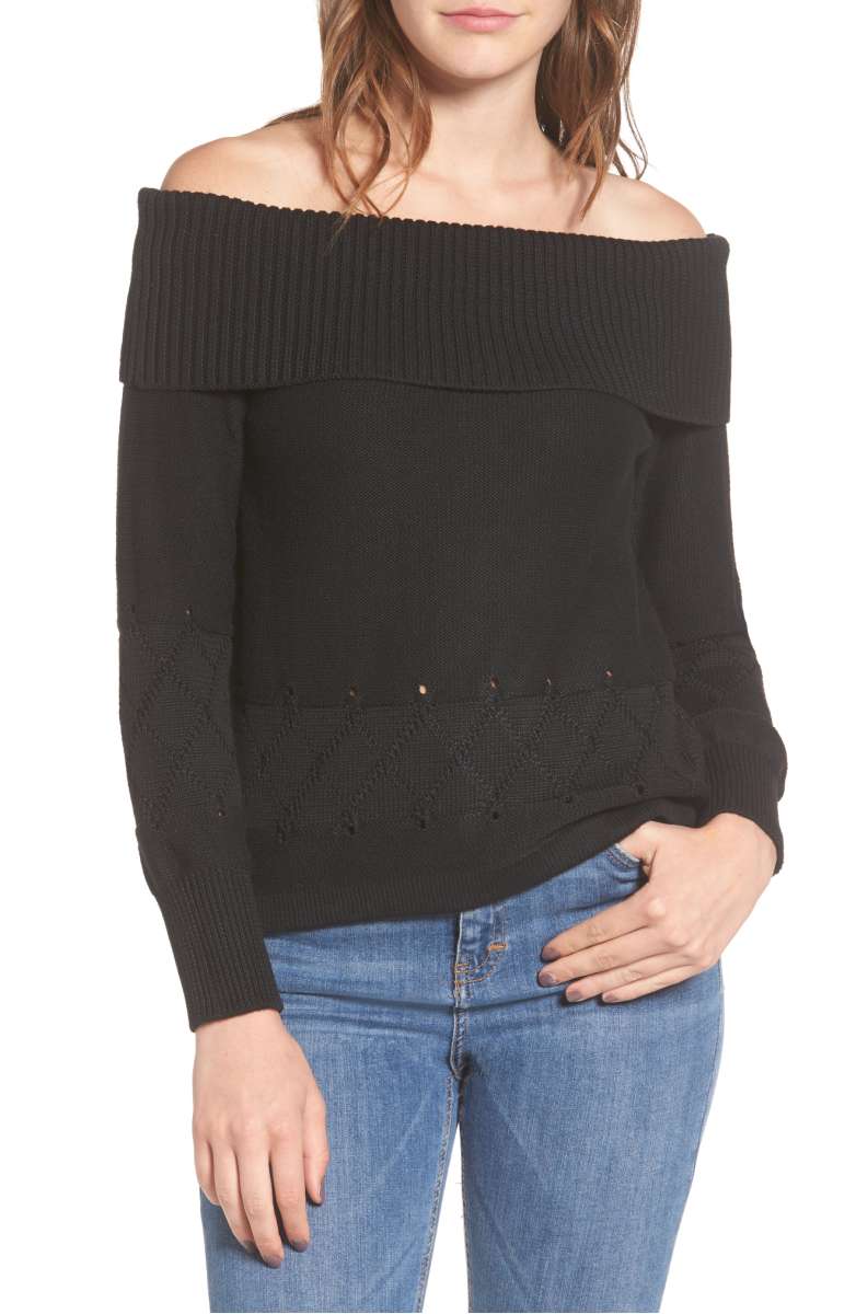 DEVLIN Terri Off the Shoulder Sweater Black 