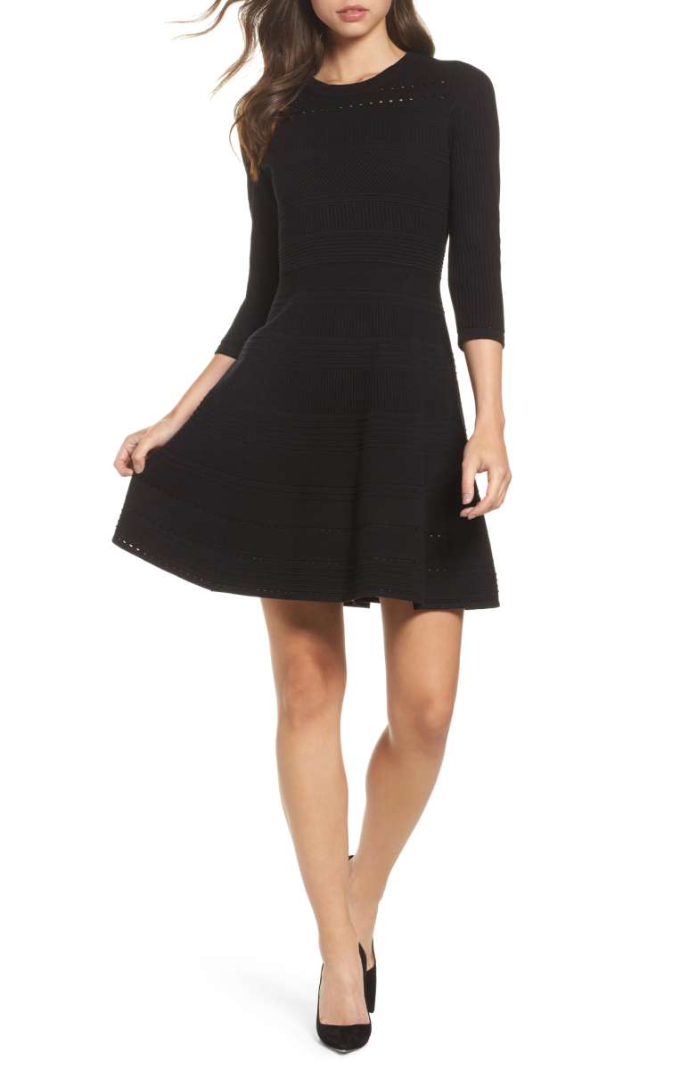 ELIZA J Fit & Flare Sweater Dress Black sweater dresses fall winter