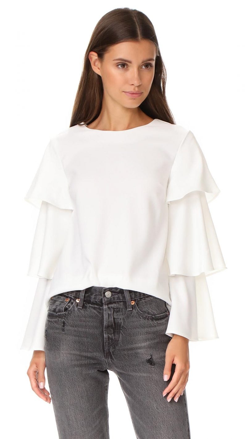 ENGLISH FACTORY Ruffle Accent Blouse White Shopbop fall sale