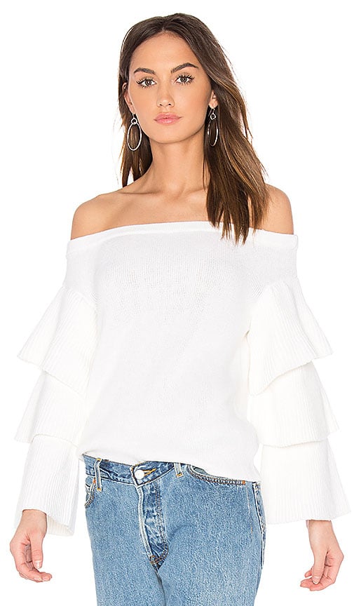 Endless Rose OFF THE SHOULDER SWEATER TOP Ivory