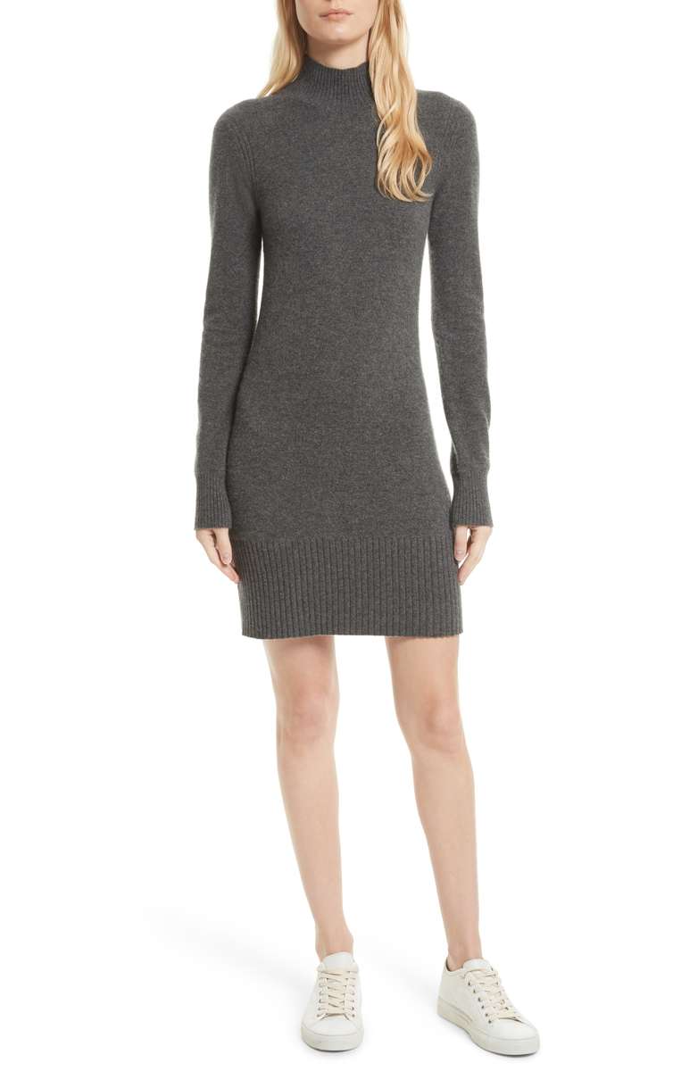 FRAME Turtleneck Cashmere Sweater Dress Charcoal sweater dresses fall winter
