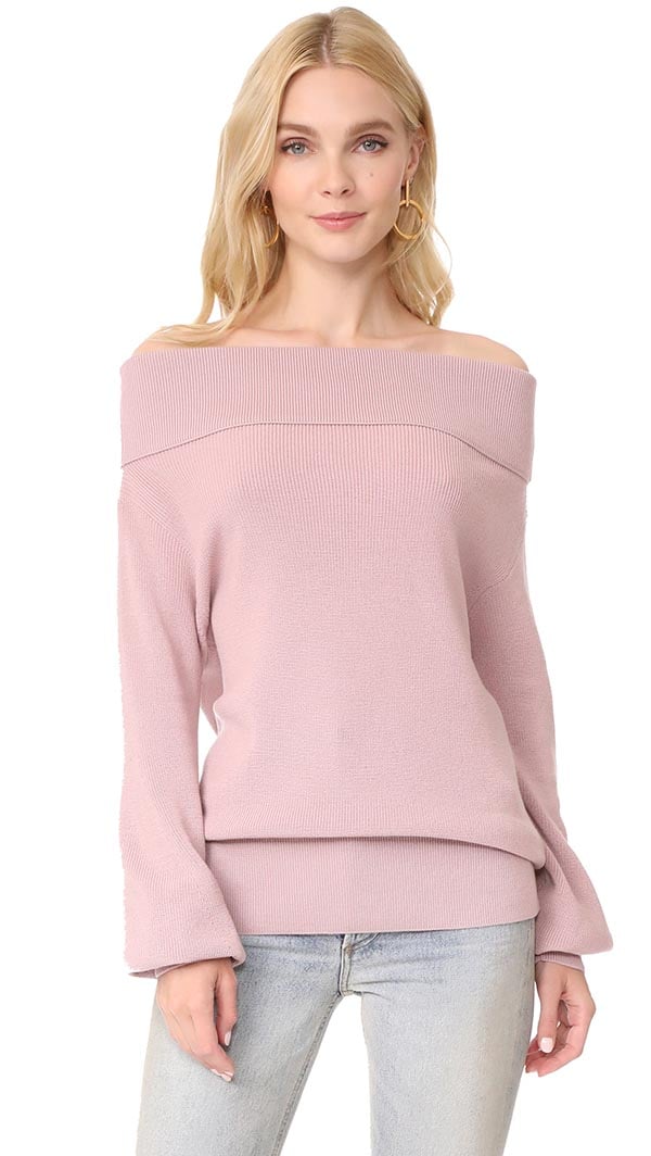 Fuzzi Off Shoulder Top Light Pink off the shoulder sweaters fall 2017 winter spring 2018