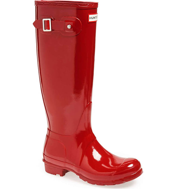 HUNTER Original High Gloss Boot Military Red designer rain boots