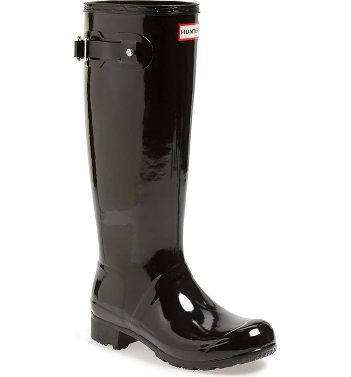 HUNTER Original Tour Gloss Packable Rain Boot Black designer rain boots fall winter