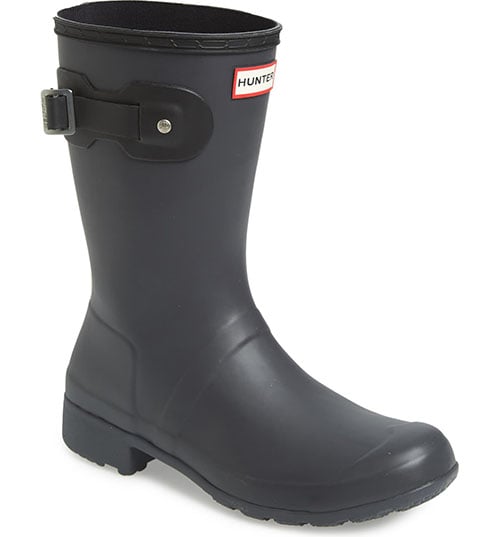 HUNTER Original Tour Short Packable Rain Boot Luna Black designer rain boots rainboots
