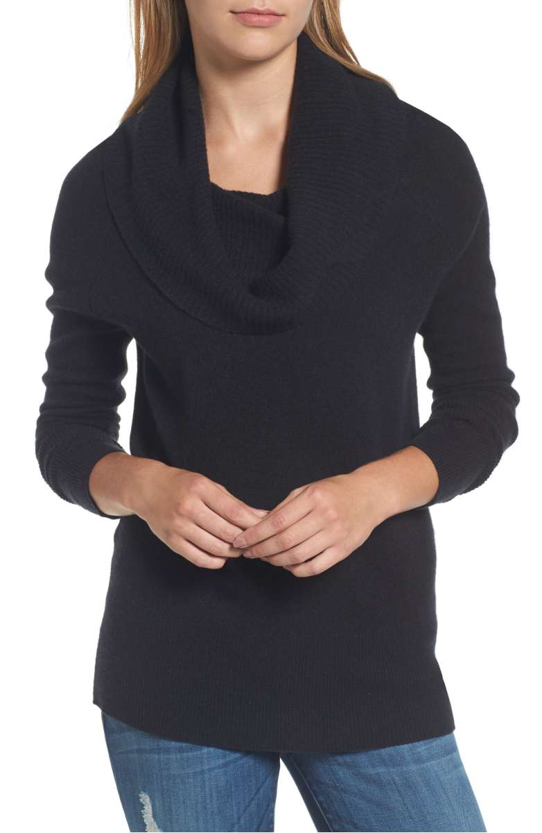 Halogen Convertible Cowl Cashmere Sweater Black cowl neck sweaters fall winter