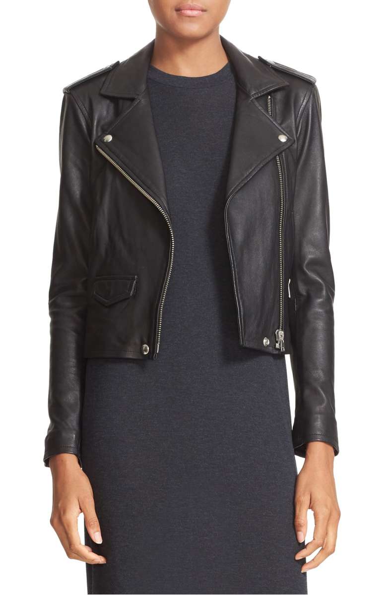IRO 'Ashville' Lambskin Leather Moto Jacket Black leather moto jackets fall 2017