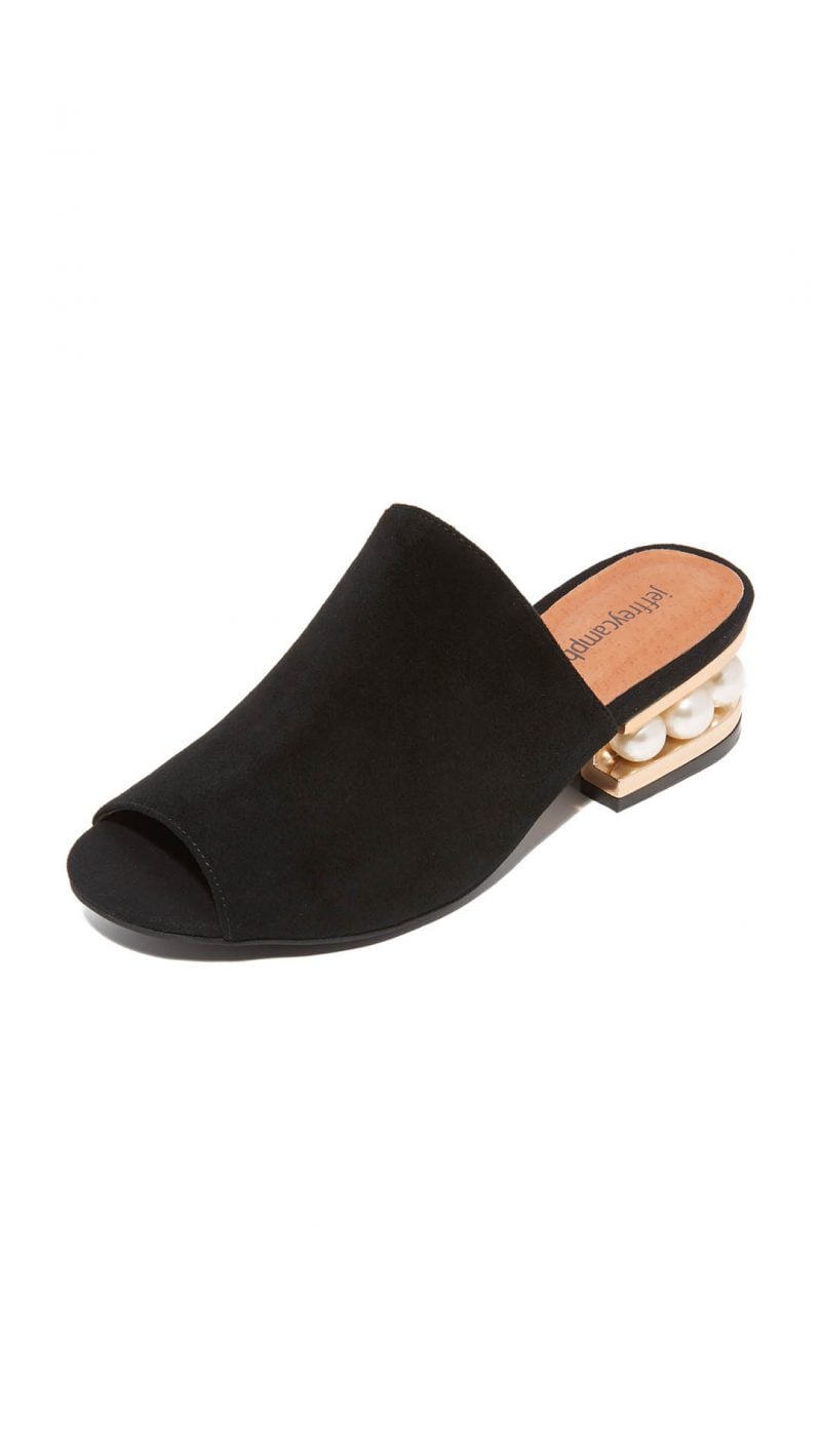 Jeffrey Campbell Arcita Mule Sandals Black Gold Imitation Pearls shopbop fall sale