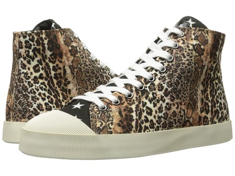 Just Cavalli Mixed Printed Canvas High Tops Natural Leopard Print sneakers fall 2017