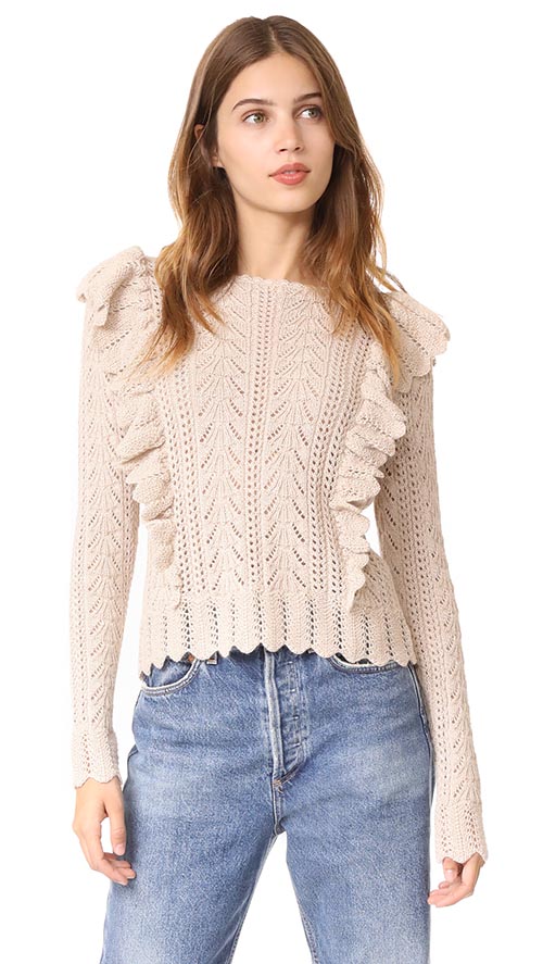 LOVESHACKFANCY Ruffle Pullover Oatmeal ruffle sweaters fall winter