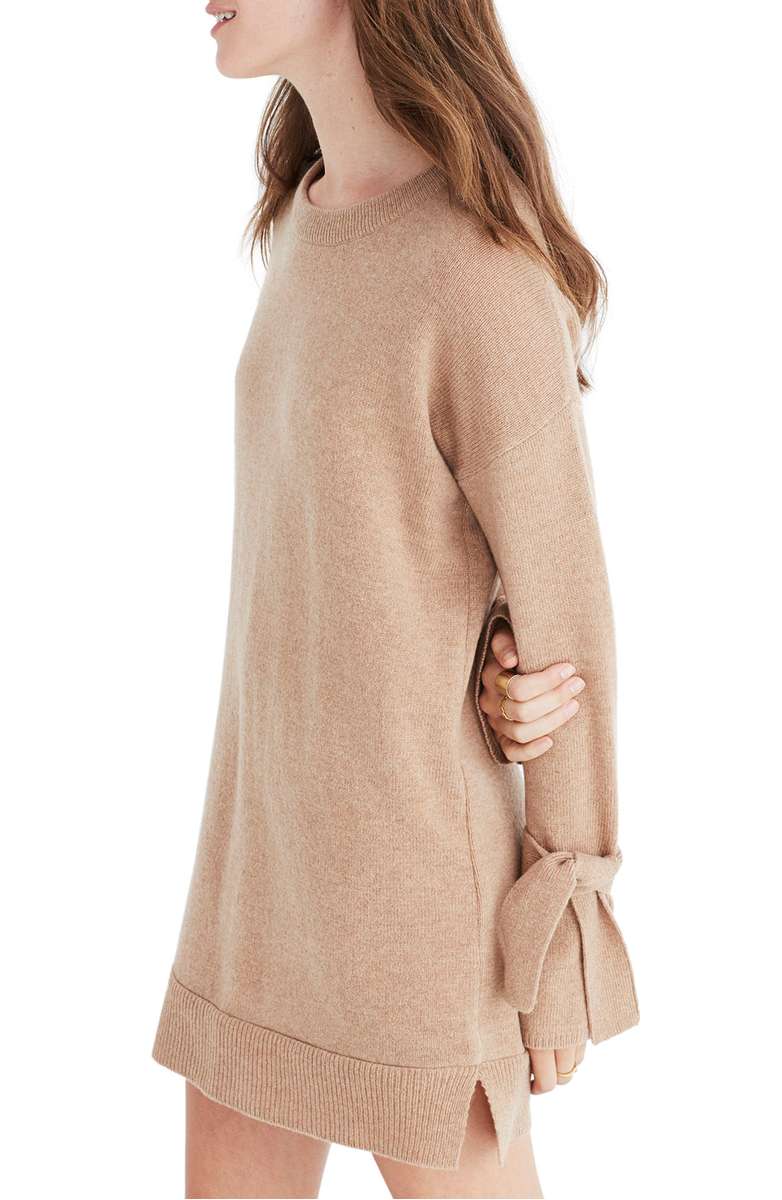 MADEWELL Tie Cuff Sweater Dress Heather Saddle sweater dresses fall winter