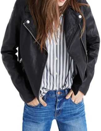 MADEWELL Washed Leather Moto Jacket True Black leather moto jackets fall 2017
