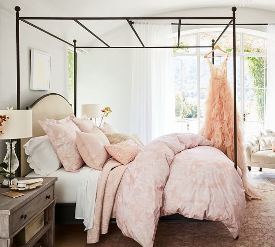 MONIQUE LHUILLIER BLOSSOM EMBROIDERED QUILT & SHAM - SHELL Pottery Barn collection