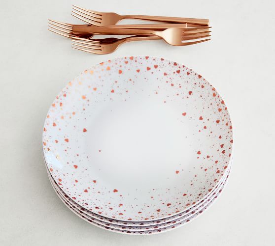 MONIQUE LHUILLIER HEART CONFETTI APPETIZER PLATE, MIXED SET OF 4 monique lhuillier for pottery barn 