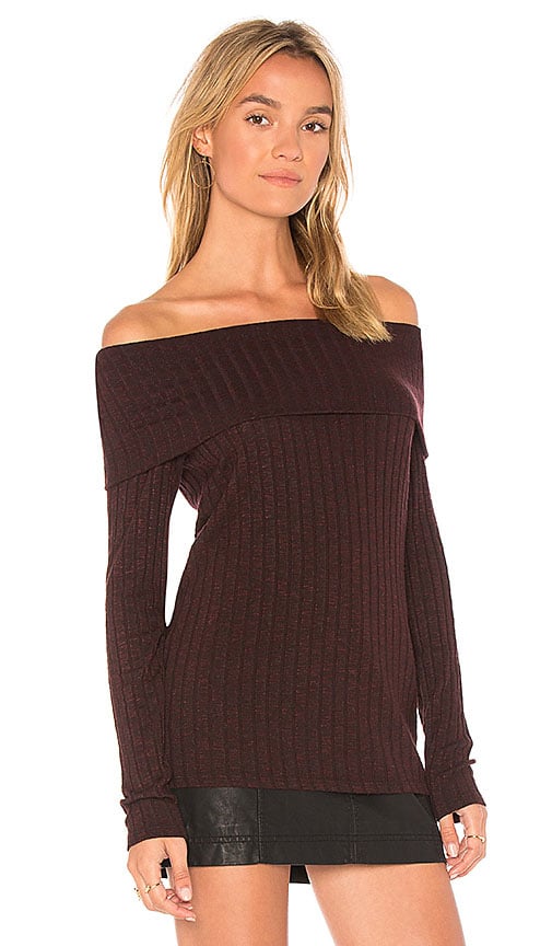 Michael Stars OFF THE SHOULDER SWEATER Bourbon