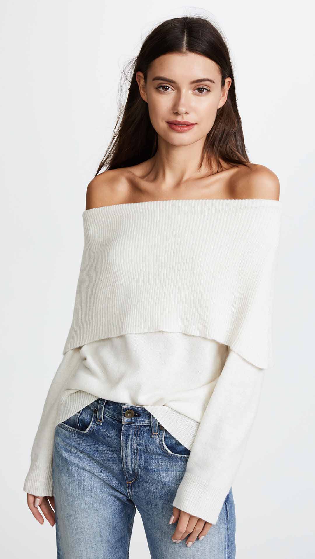 Moon River Off The Shoulder Sweater Ivory off the shoulder sweaters fall 2017