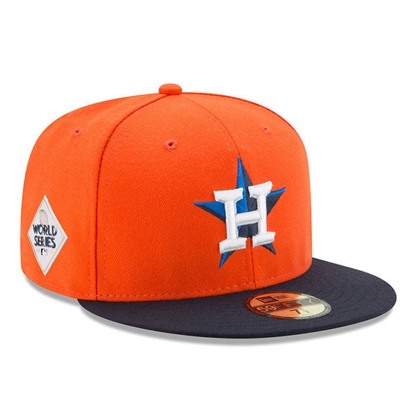 New Era Houston Astros Orange 2017 World Series Bound Side Patch Alternate 59FIFTY Fitted Hat alcs champions houston astros 