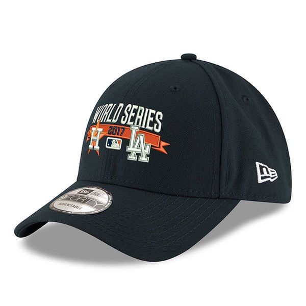 New Era Houston Astros vs. Los Angeles Dodgers Navy 2017 World Series Dueling 9FORTY Adjustable Hat alcs champions hats world series 