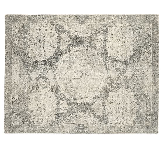 Pottery Barn BARRET PRINTED RUG - GRAY pottery barn friends and family sale