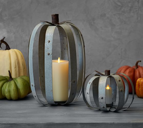 Pottery Barn GALVANIZED PUMPKIN PILLAR HOLDER pottery barn 20 percent sale