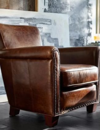 Pottery Barn IRVING LEATHER ARMCHAIR WITH NAILHEADS Statesville Molasses 20 percent sale