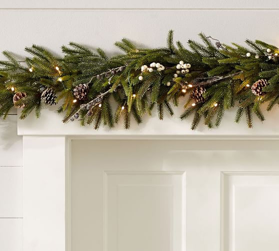 Pottery Barn LIT FROZEN PINE GARLAND 20 percent off weekend sale