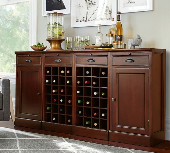 Pottery Barn MODULAR BAR BUFFET WITH 2 WINE GRID BASES & 2 CABINETS pottery barn bars, buffets sale