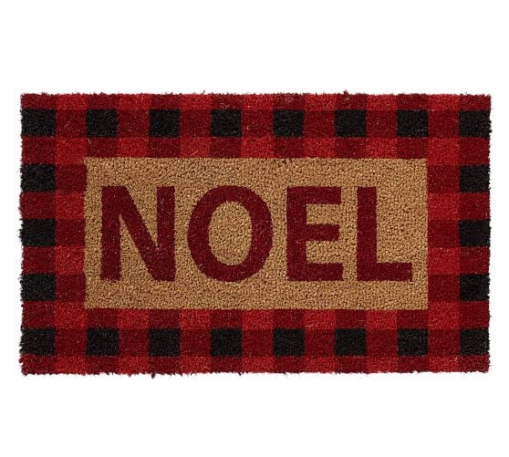 Pottery Barn NOEL PLAID DOORMAT Buffalo Check Red Black 20 percent off pottery barn weekend sale
