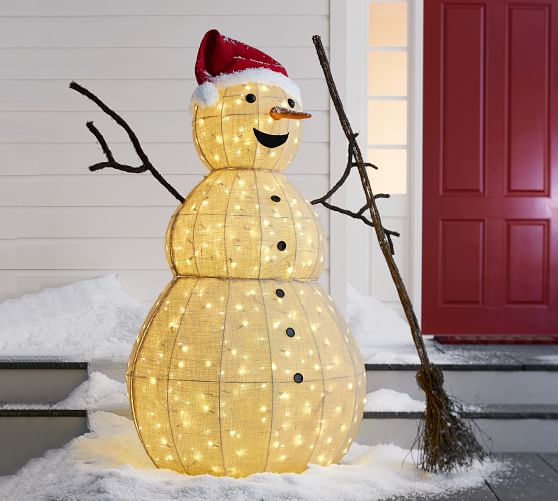 Pottery Barn OUTDOOR BURLAP SNOWMAN 20 percent off weekend sale