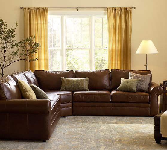Pottery Barn PEARCE LEATHER 3-PIECE L-SHAPE SECTIONAL WITH WEDGE pottery barn 20 percent sale