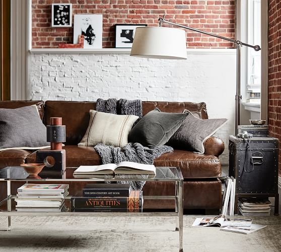 Pottery Barn TOWNSEND ROLL ARM LEATHER SOFA COLLECTION pottery barn 20 percent sale