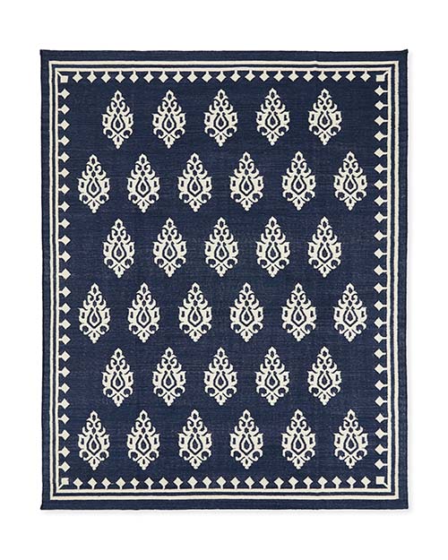 Serena and Lily Marina Medallion Kilim Rug Navy Ivory serena and lily friends and family sale