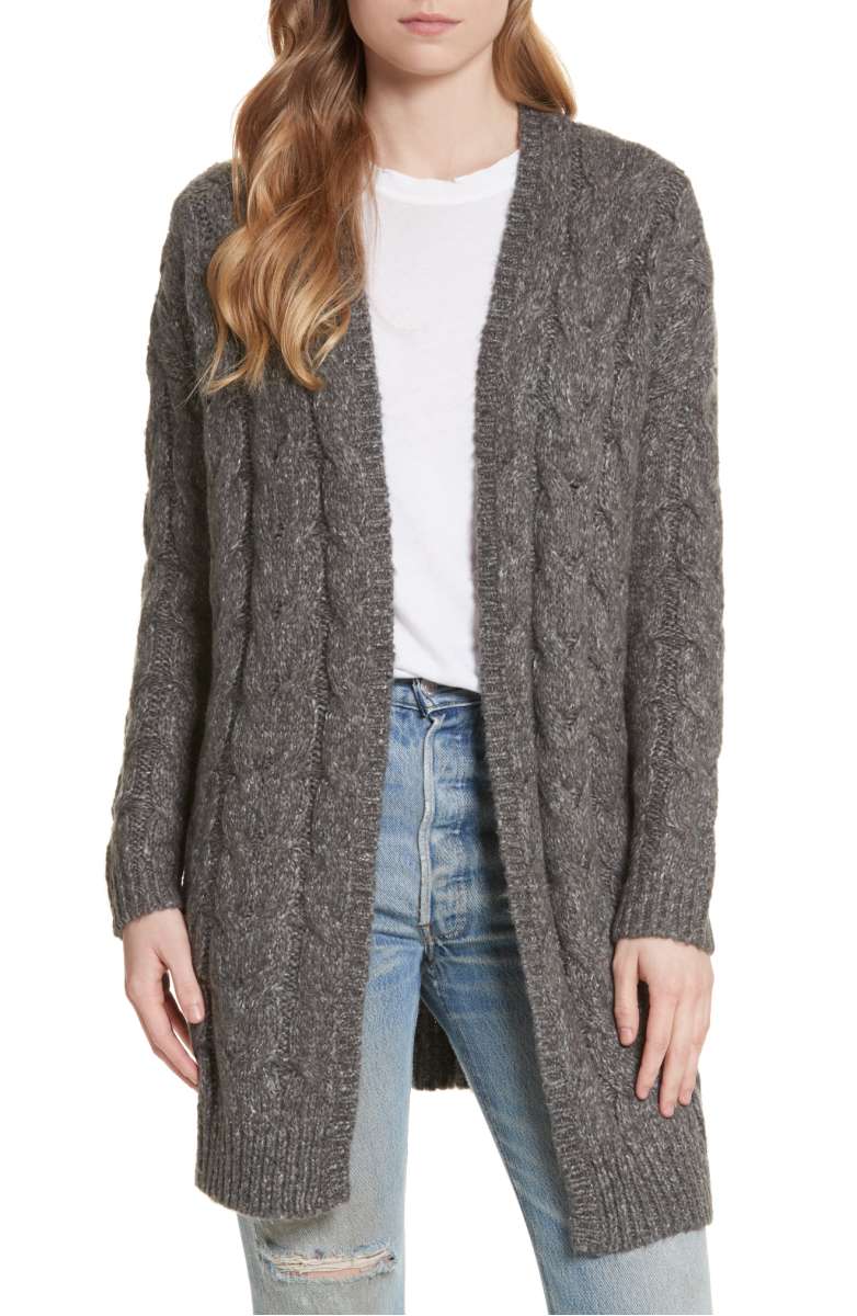 Soft Joie Tienna Cable-Knit Cardigan Dark Heather Grey chunky cardigans fall winter 
