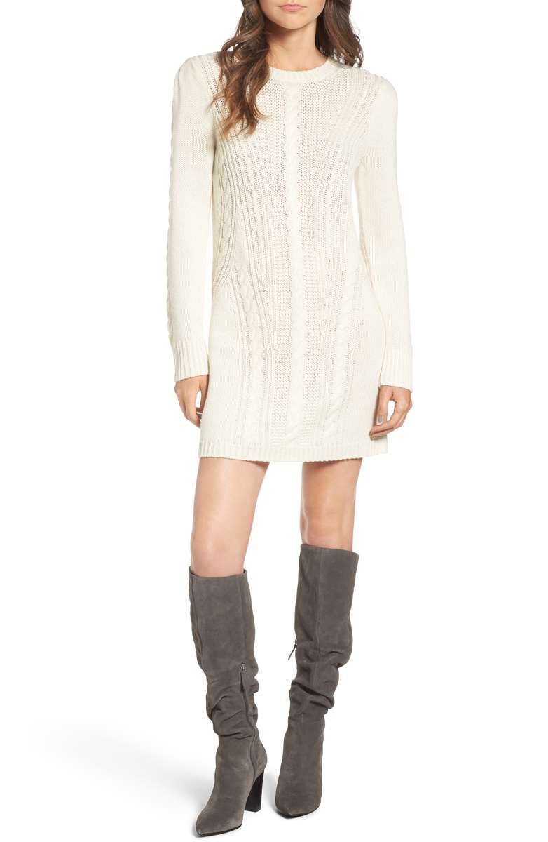 TREASURE & BOND x Something Navy Sweater Dress Ivory sweater dresses fall winter