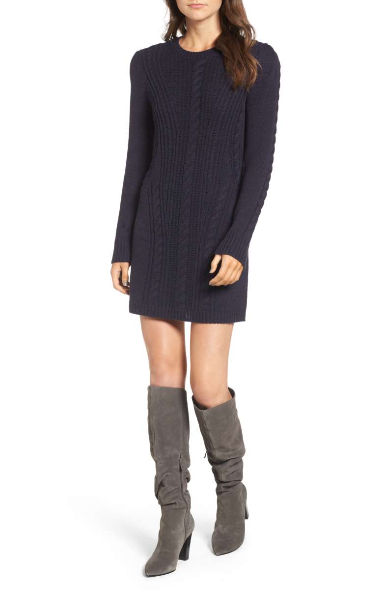 TREASURE & BOND x Something Navy Sweater Dress Navy Night Blue sweater dresses fall winter
