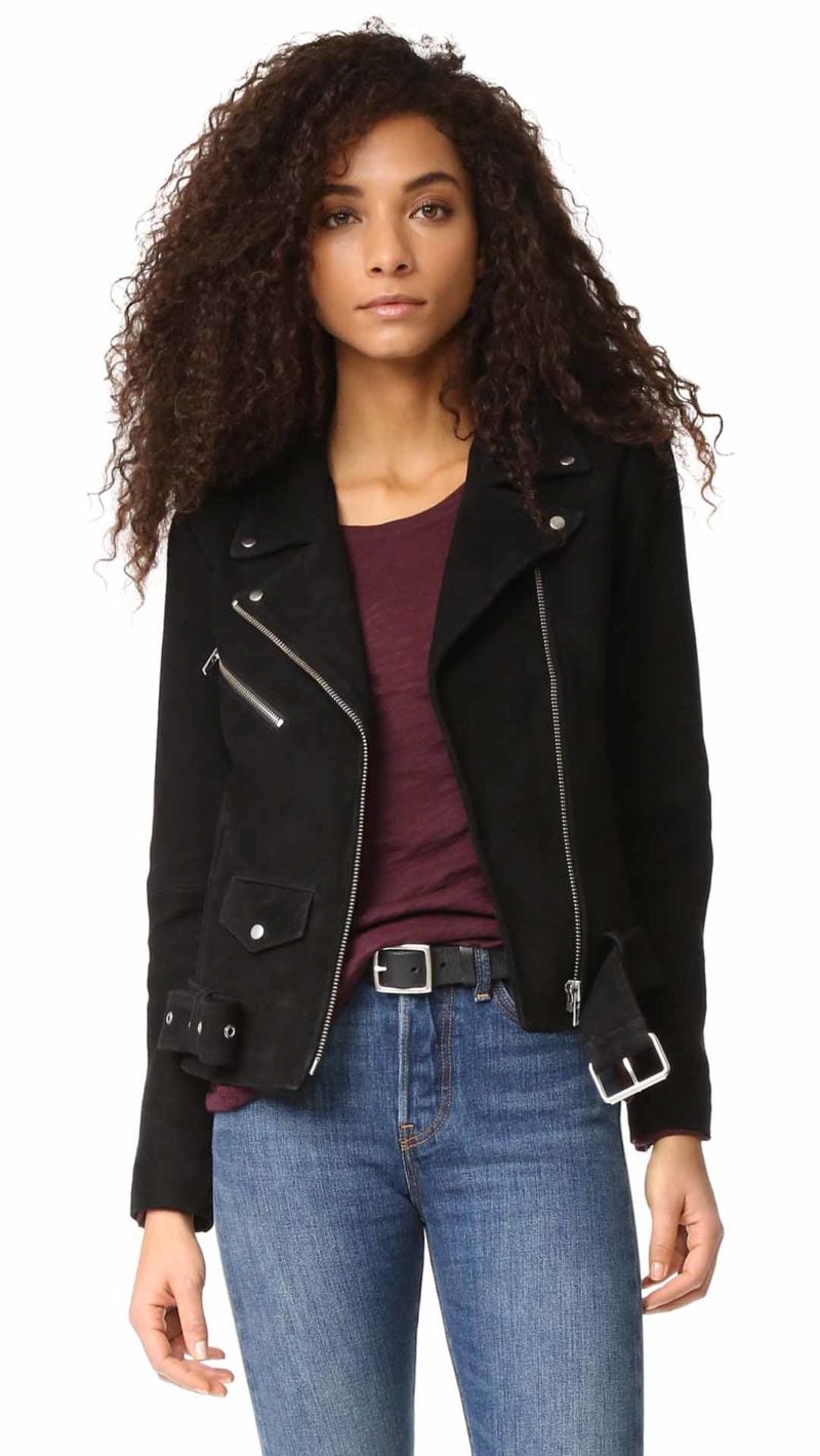 VEDA Jayne Classic Suede Jacket Black suede moto jackets fall 2017