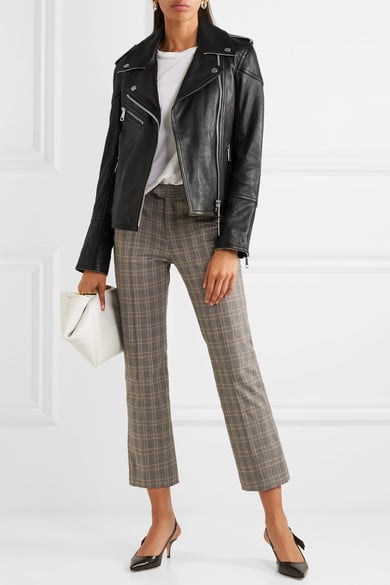 VICTORIA, VICTORIA BECKHAM Leather biker jacket black silver leather moto jackets fall 2017