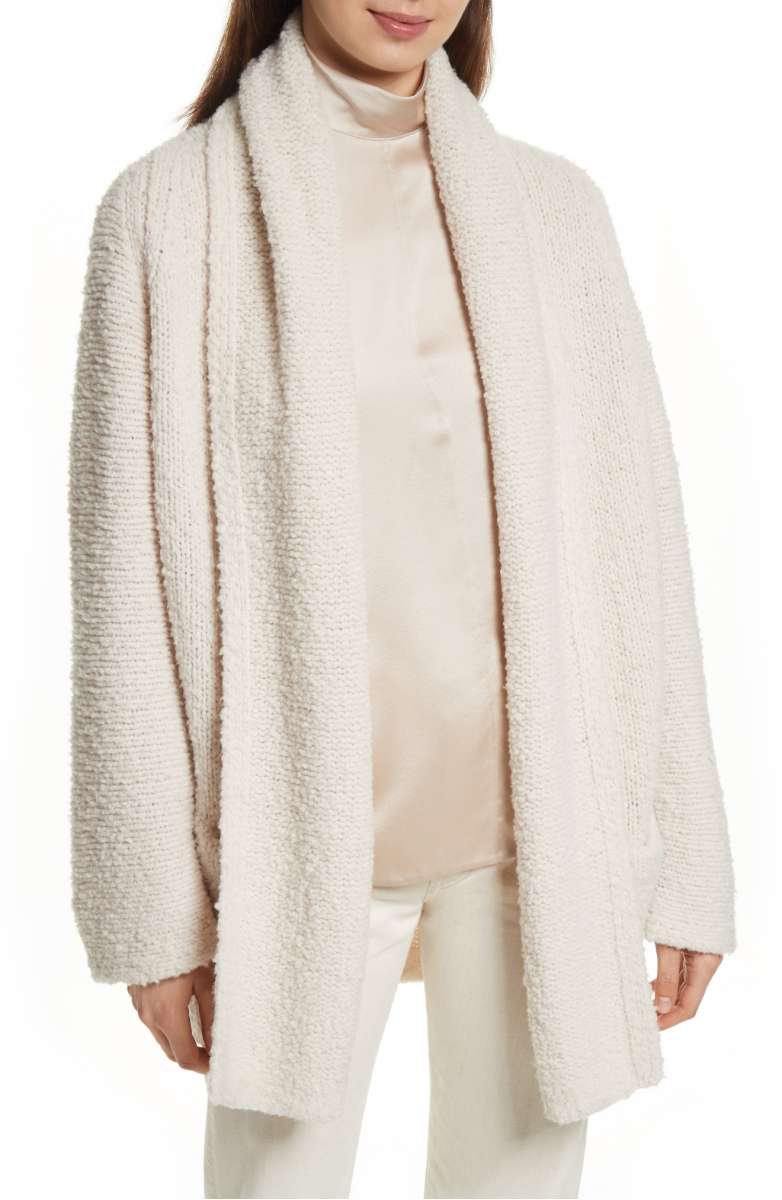 VINCE Drape Front Wool Knit Cardigan Off White chunky cardigans fall winter