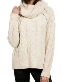 Volcom Snooders Cable Knit Sweater Oatmeal cowl neck sweaters