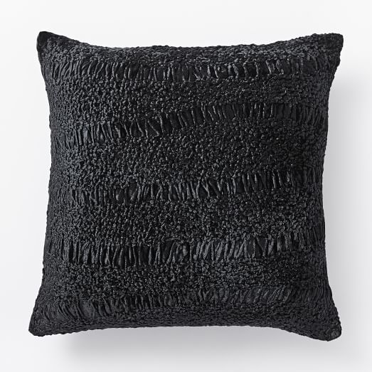 West Elm Crinkle Velvet Pillow Cover - Black warehouse sale